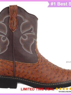 Womens Faux Leather Ankle Cowboy Boots Round Toe Pull On Casual